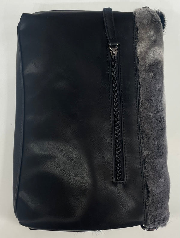 Chinese Laundry Black/Grey Fuzzy Clutch