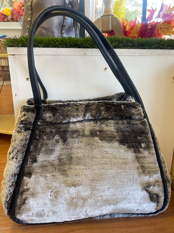 Chinese Laundry Grey Fuzzy Tote