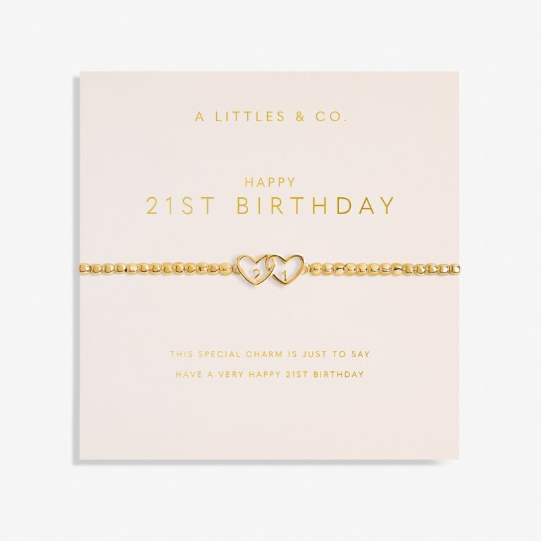 ‘Happy 21st' Bracelet in Gold-Tone Plating