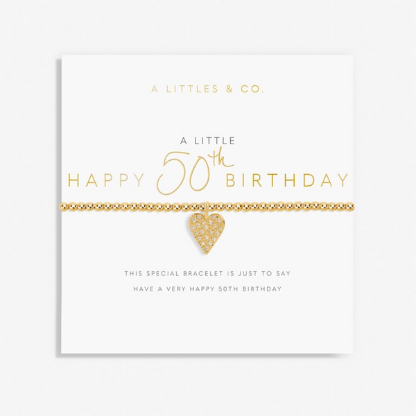A Little 'Happy 50th Birthday' Bracelet in Gold-Tone Plating