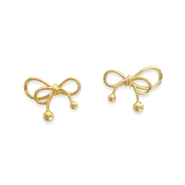 Gold Ribbon Stud Earrings