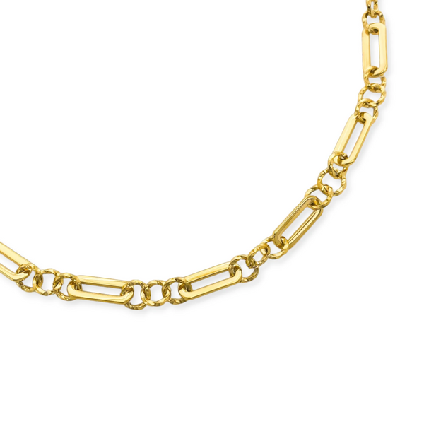 Gold Water Resistant Circle-Linked Paperclip Chain Necklace