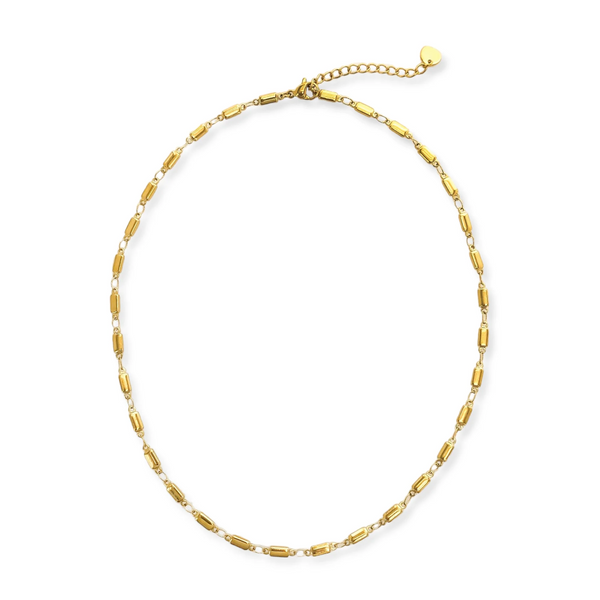 Gold Water Resistant Bar Chain Necklace