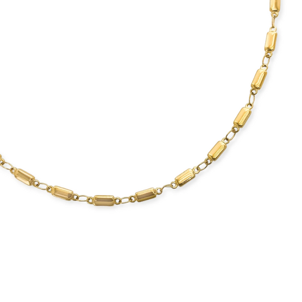 Gold Water Resistant Bar Chain Necklace