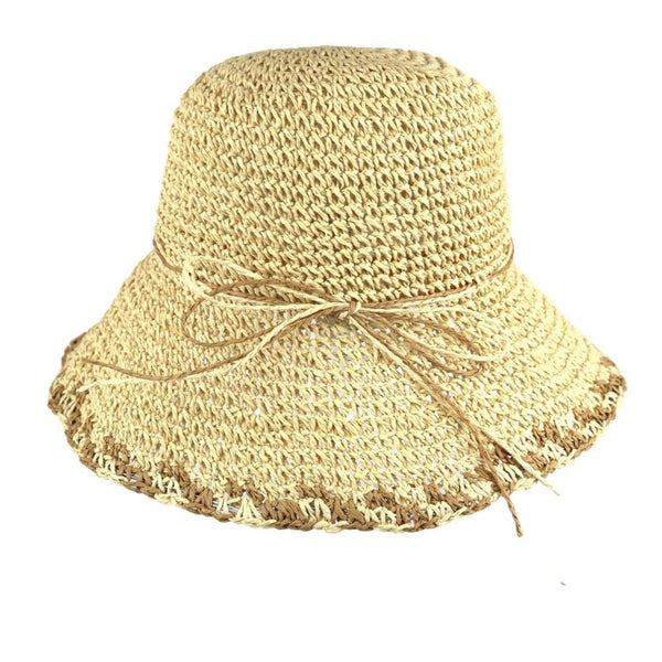 Bow Detailed Straw Bucket Hat