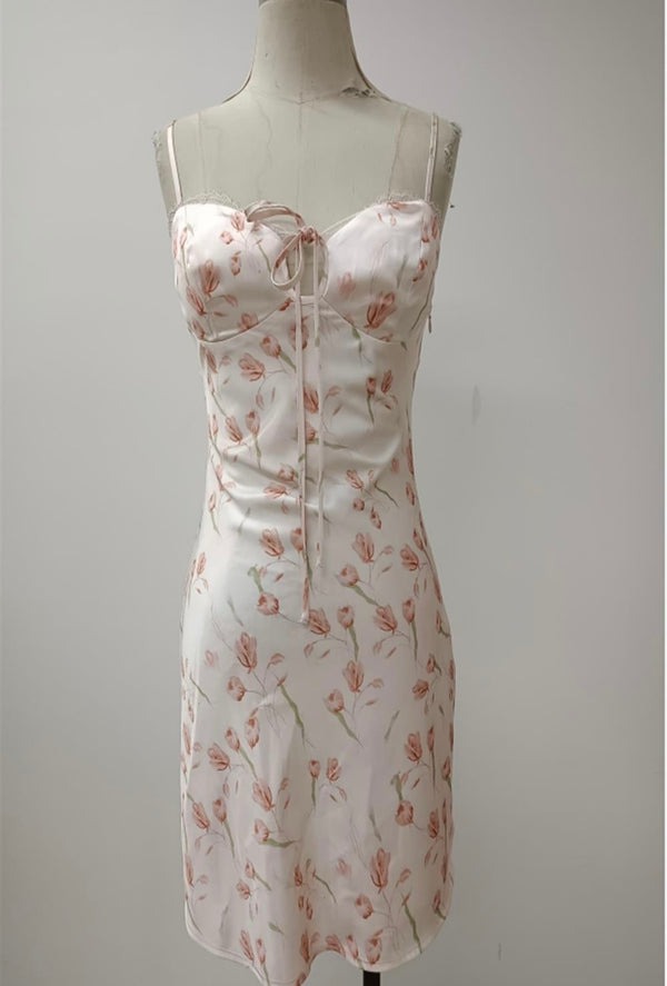 Florence Rose Printed Lace Trim Maxi Dress