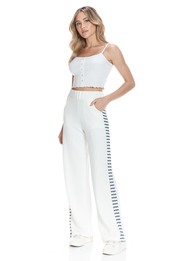 Stripe Out Straight Leg Pants with Pockets