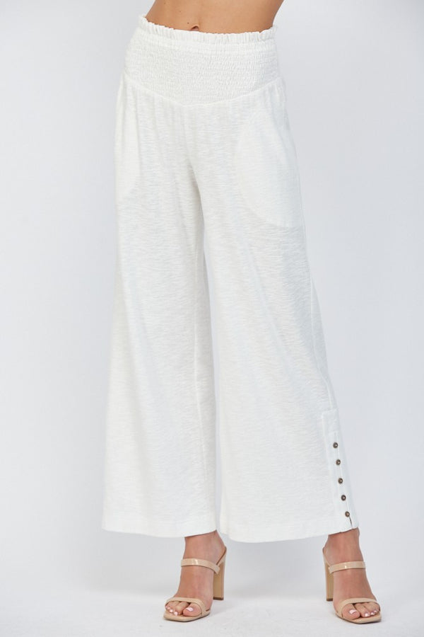White Linen Flowy Pant