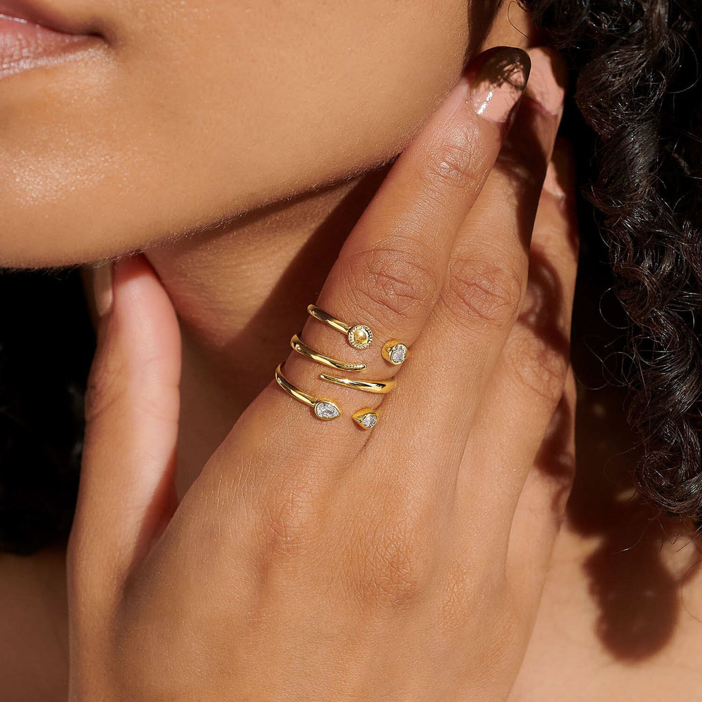 Golden Hour Crystal Stacking Ring Set