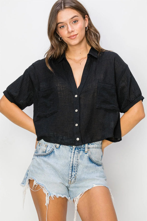 Ilana Cotton Gauze Button Up Shirt