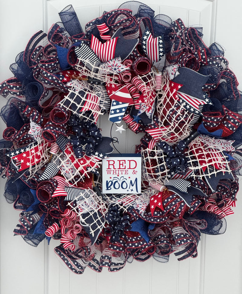 Red White and Boom Patriotic Wreath