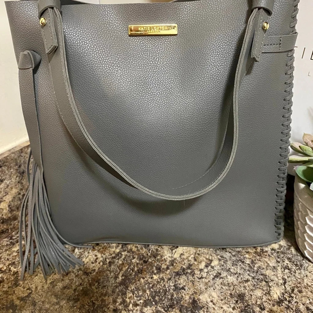 Katie Loxton Gray Braided Gray Bag with Side Tassel