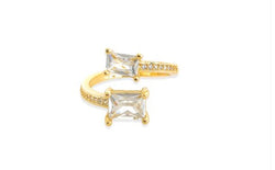 Gold Double Baguette Cut CZ Ring