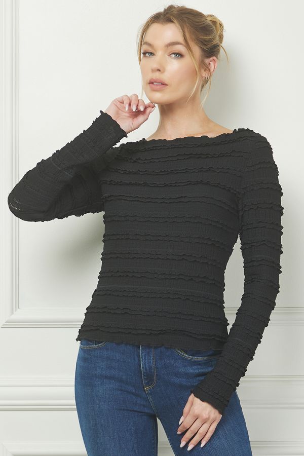 Long Sleeve Layered Ruffle Lace Top