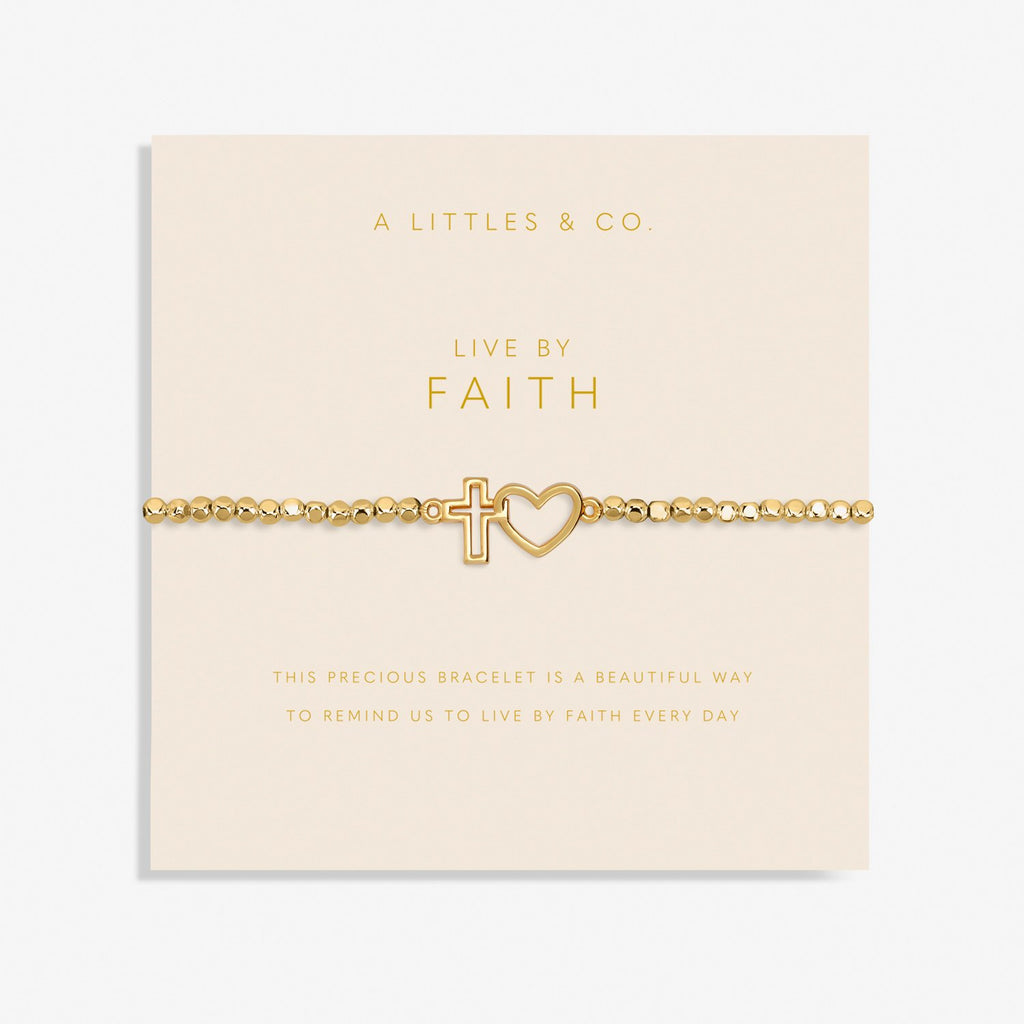 A Littles Live By Faith Gold Heart & Cross