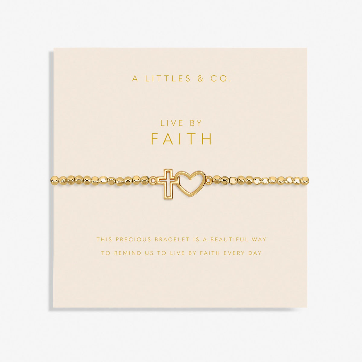 A Littles Live By Faith Gold Heart & Cross