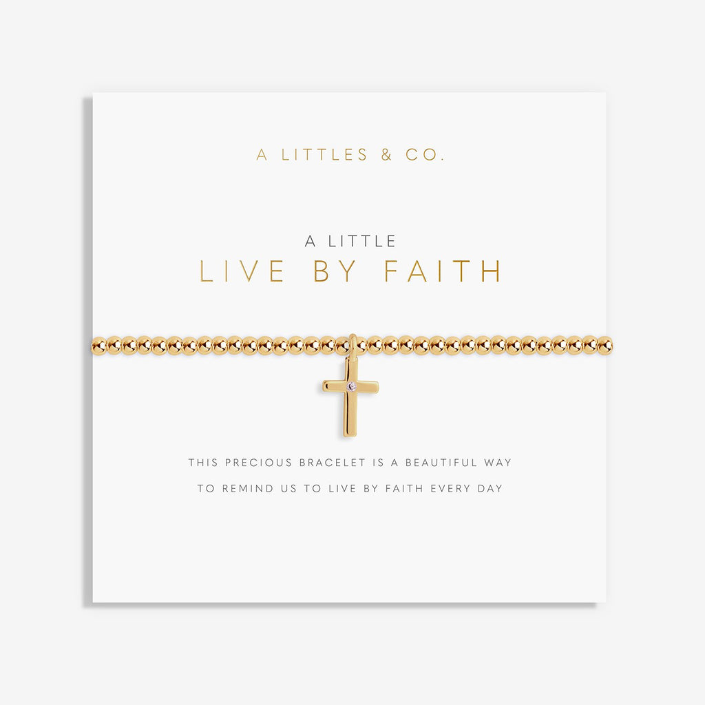 A Littles Live By Faith Gold Cross Bracelet