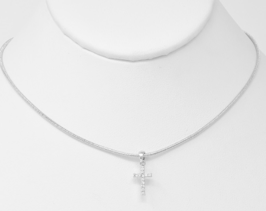 Mini CZ Cross Snake Chain Necklace