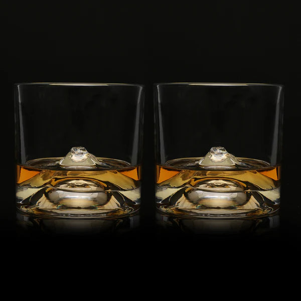 LIITON MT Fuji Crystal Whiskey Glasses Set Of 2