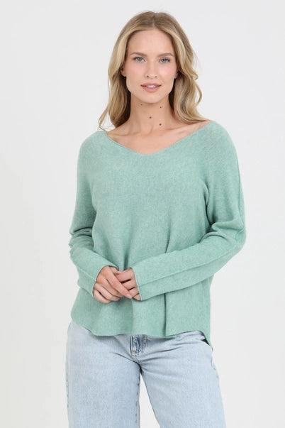 Italian V Neck Sweater - Lago