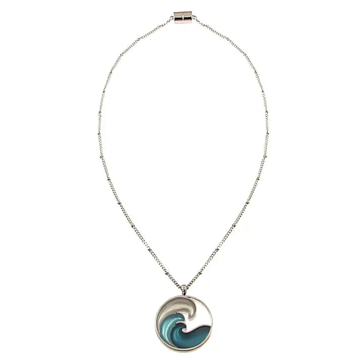 Ocean Wave Silver Magnetic Necklace
