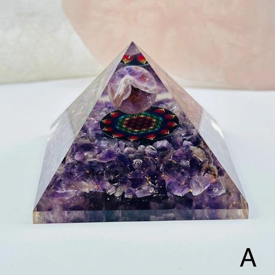 Crystal Pyramid Amethyst with Amethyst Sphere