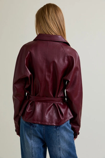 Le Lis Burgundy Leather Slim Fit Jacket