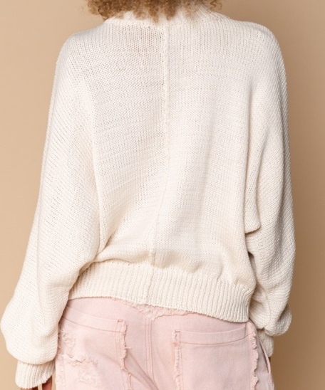 Mock Neck Sweater with Pearl Buttons by Pol