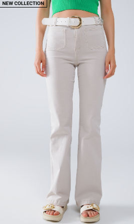 Q2 Beige Skinny Flare