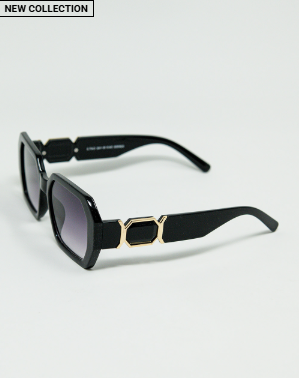 Q2 Diamond-Shaped Sunglasses with Gold Detail