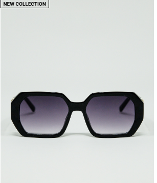 Q2 Diamond-Shaped Sunglasses with Gold Detail