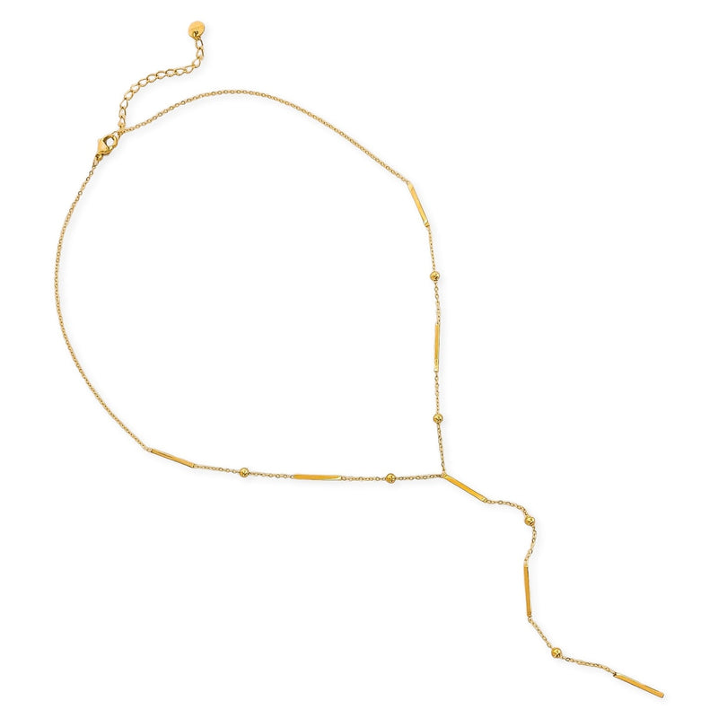 Gold Water Resistant Bar Chain Necklace