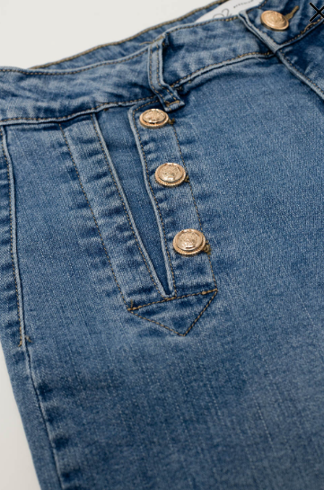 Helena Sailor Hi Waist Wide Leg Gold Button Jeans