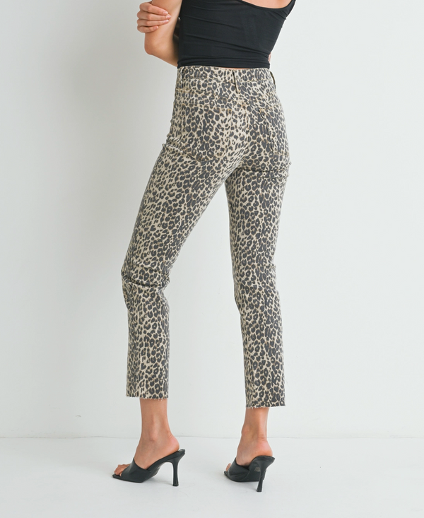 Just Black Leopard High Rise Straight Leg Denim