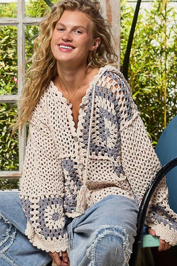 Hand Knit Chenille Cardigan
