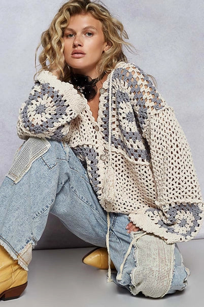Hand Knit Chenille Cardigan