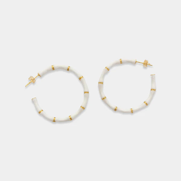 Bamboo Hoop Earrings 18K Plated