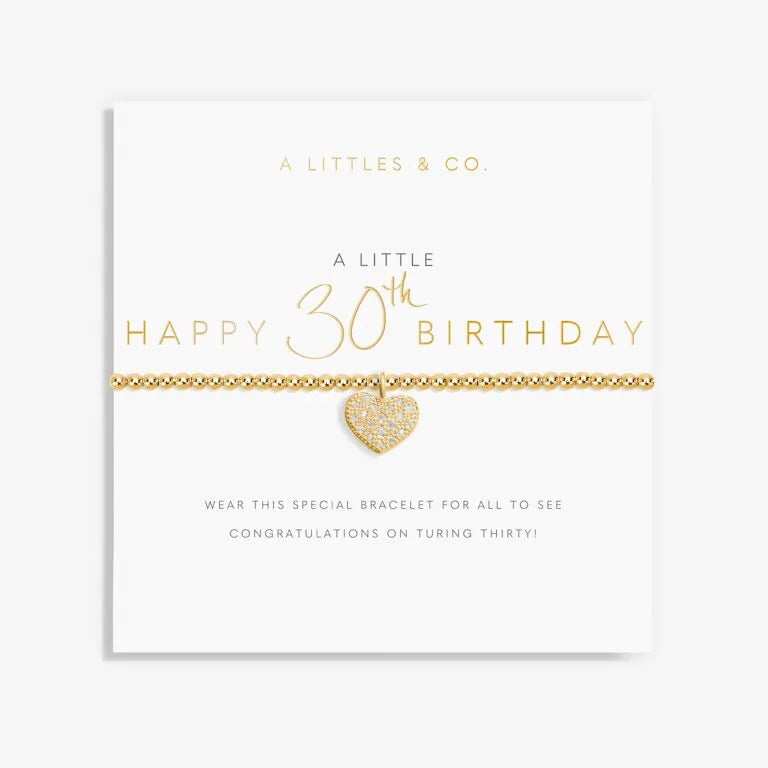 A Little 'Happy 30th Birthday' Bracelet in Gold-Tone Plating - Heritage-Boutique.com