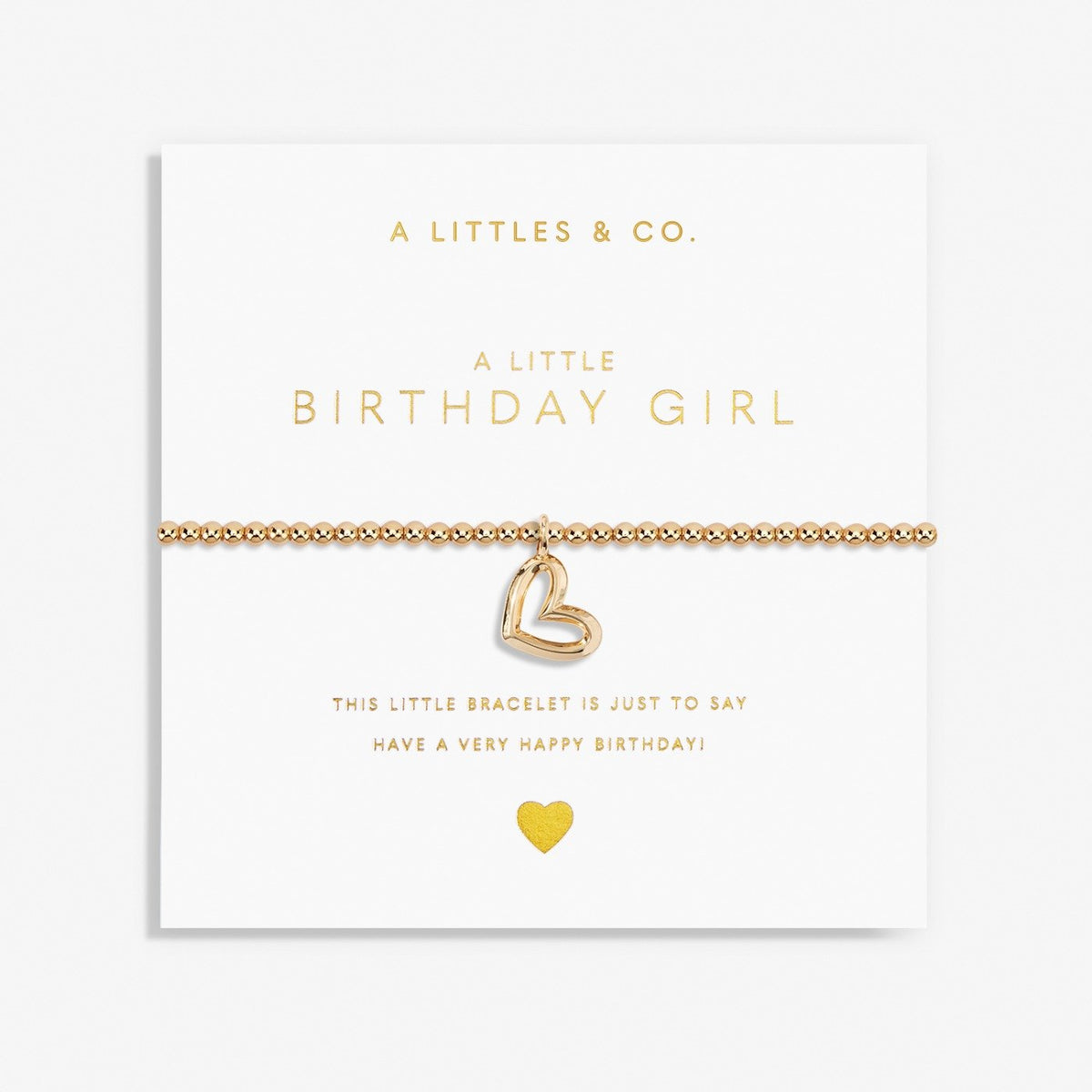 A Littles Birthday Girl Gold Heart Beaded Stretch Bracelet - Heritage-Boutique.com