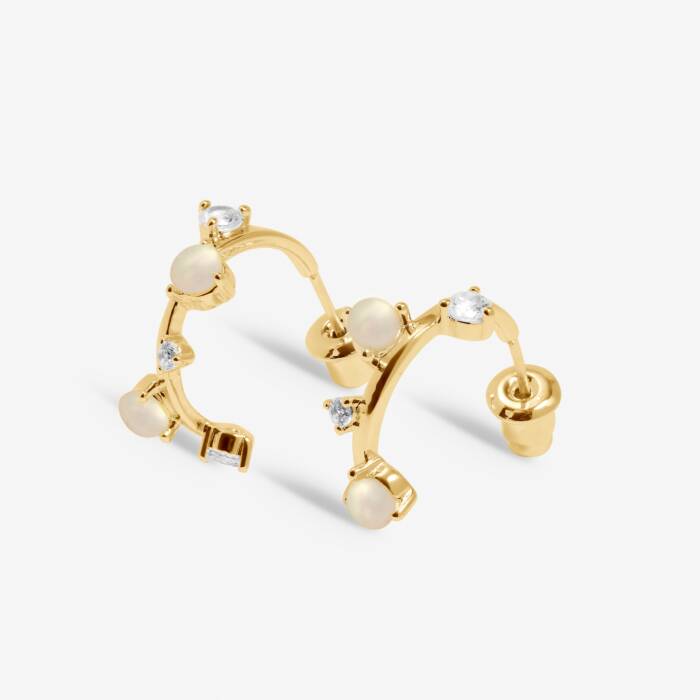 A Littles & Co. Halo Pearl & Cubic Zirconia Hoop Earrings - Heritage - Boutique.com