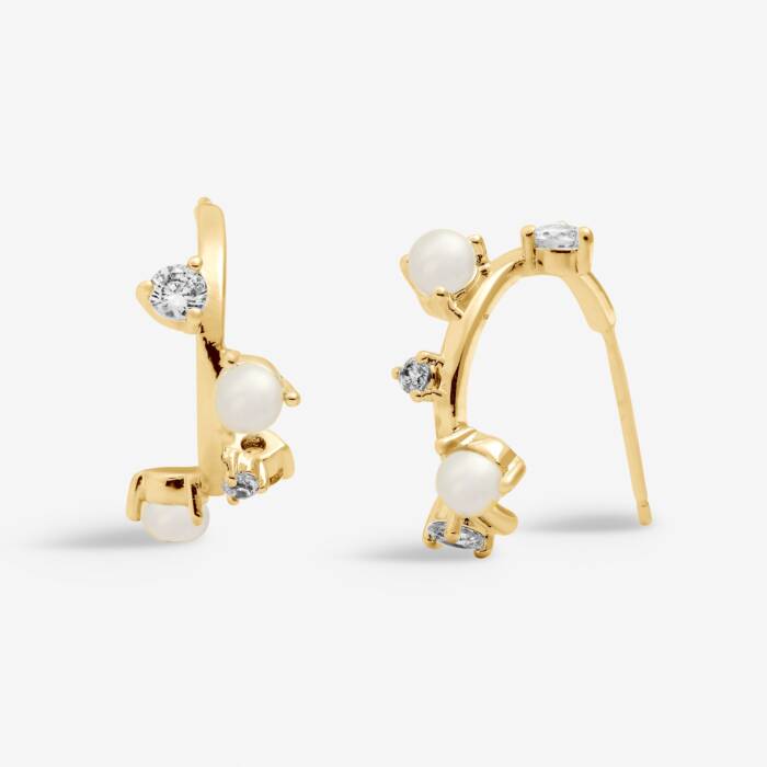 A Littles & Co. Halo Pearl & Cubic Zirconia Hoop Earrings - Heritage - Boutique.com