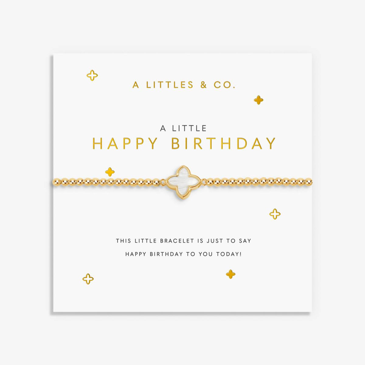 A Littles Happy Birthday Gold Four Leaf Clover - Heritage-Boutique.com