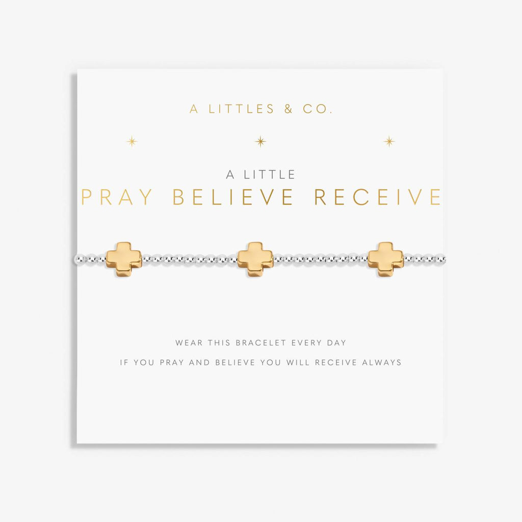 A Little 'Pray Believe Receive' Bracelet In Silver And Gold-Tone Plating