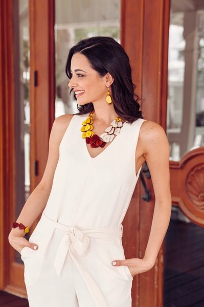 Alma Tagua Nut Earrings - Heritage - Boutique.com