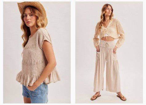 Amalfi Lounge Wide Leg Pants - Smocked Waist Wide Leg Pants for Women – Lightweight Drawstring Lounge Pants with Pockets, Boho Summer Palazzo Pants - Heritage - Boutique.com
