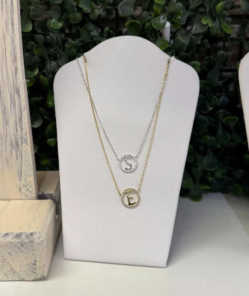 Amelia Rose Pave Initial Necklace - Heritage-Boutique.com