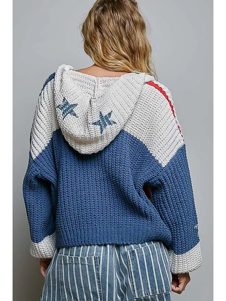 American Dream Chenille USA Flag V-Neck Sweater - Heritage-Boutique.com