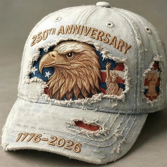 American Eagle 250th Anniversary Distressed Eagle Hat | Distressed Patriotic USA 1776–2026 Baseball Cap - Heritage - Boutique.com