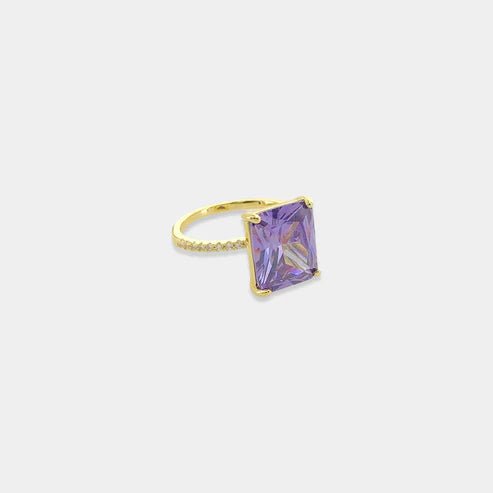 Amethyst Baguette Cut CZ Ring - Heritage - Boutique.com