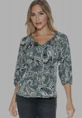 Ariella Black Print Blouse - Heritage - Boutique.com